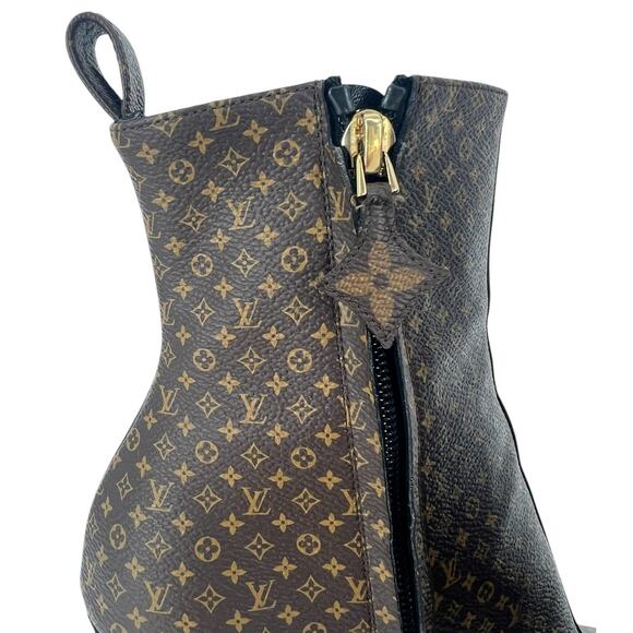 Louis Vuitton Silhouette Ankle Boots Nano Monogram Canvas Brown - Picture 10 of 16